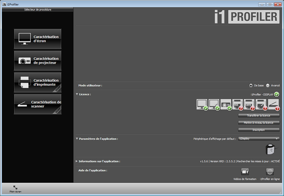 Calibration d'écran avec le logiciel i1Profiler : choix du mode