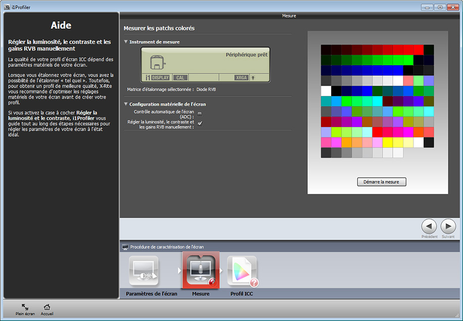 Calibration d'écran avec le logiciel i1Profiler : choix du mode de mesure