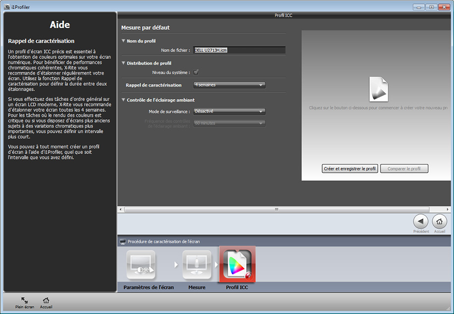 Calibration d'écran avec le logiciel i1profiler : création du profil