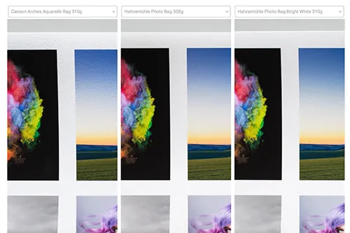 Comparateur vous permettant de plus facilement choisir en ligne votre papier Fine Art. Comparateur de papiers Fine Art