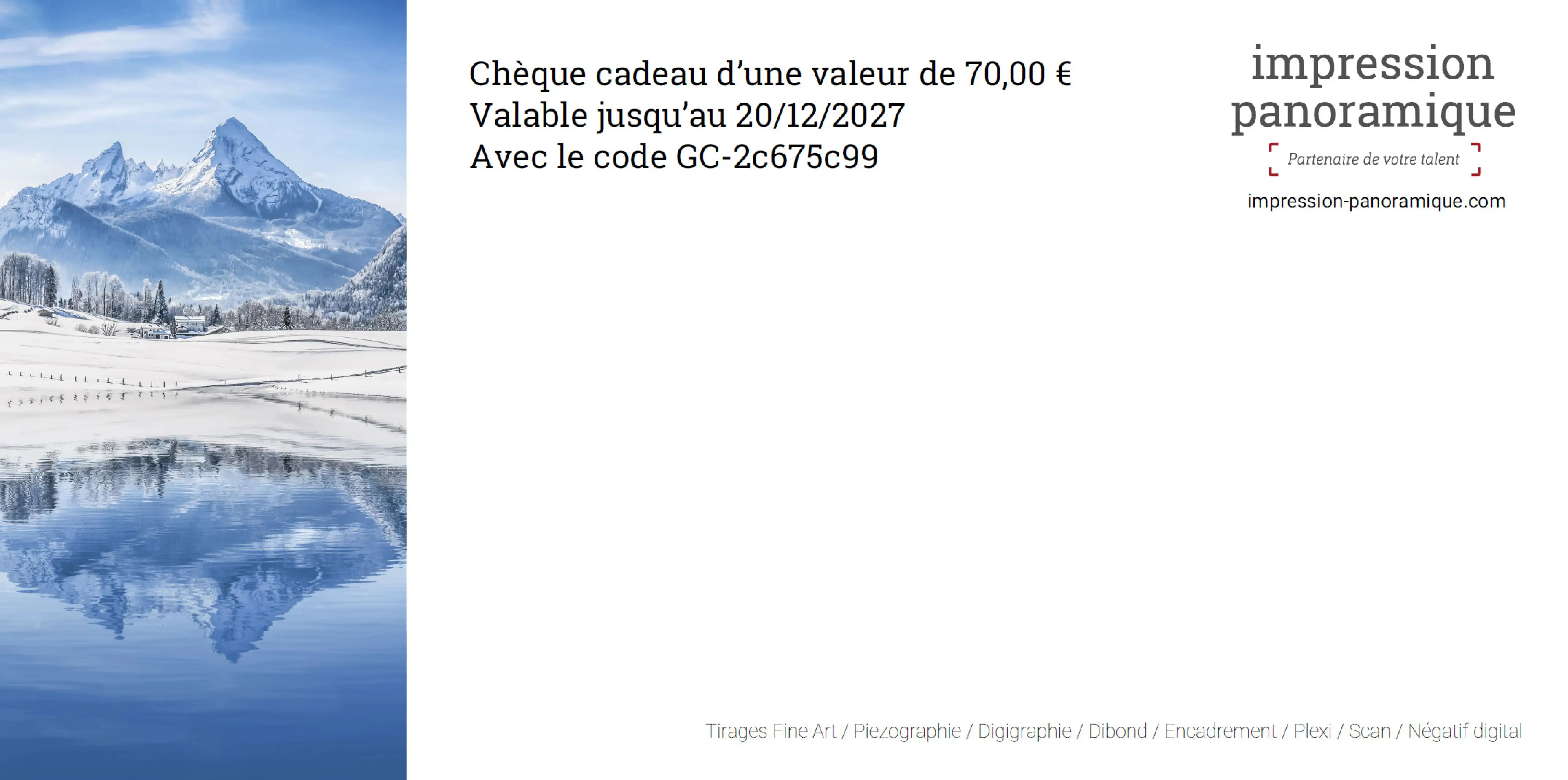 Ch&egrave;que cadeau / imprim&eacute;